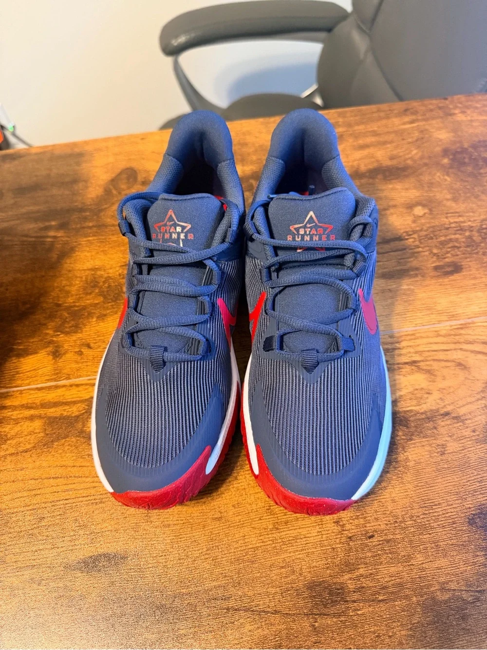 Nike Kids Navy Sneakers with Red Swoosh